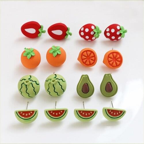 Cute and cute mini fruit s925 white fungus nails alloy spray paint diy handmade jewelry earrings accessories materials