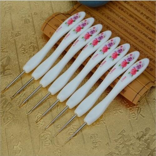 DONYAMY 8 PCS/Set Knitting Needles Soft Handle Crochet Hooks Aluminum Crochet Set 1.0-2.75MM