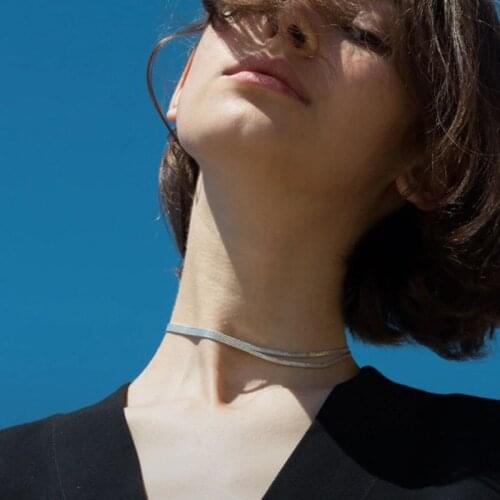 Israel designed copper silver-plated split double-layer short necklace female INS blogger with choker layered necklace