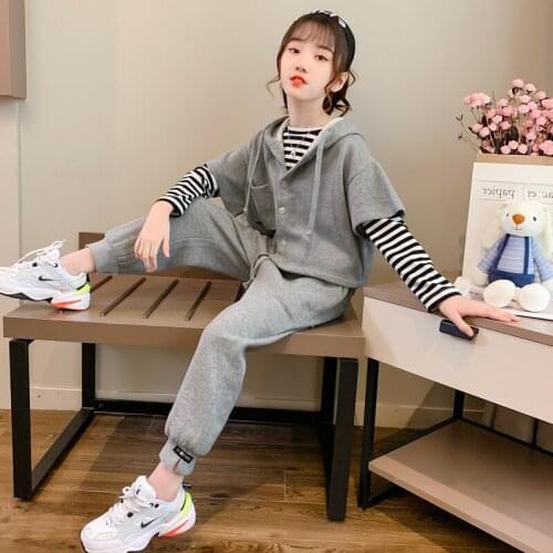 School Girls Clothing Set Spring Autumn Kids Tracksuit Jacket+Shirts+Pants 3pcs Teenager Sport Clothes Children Costumes 4-14Yrs