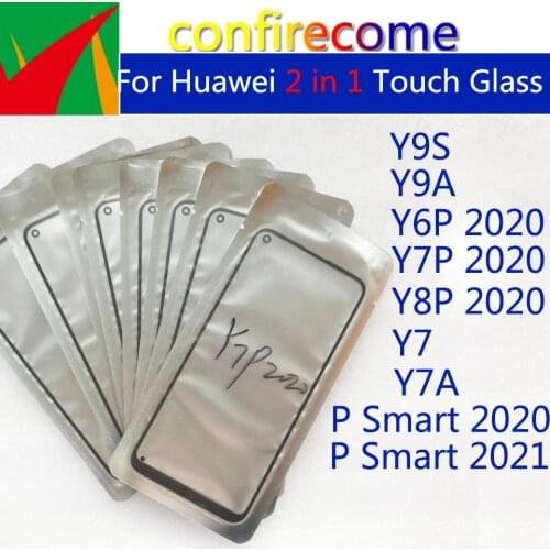 10pcs\Lot 2 in 1 LCD Sensor Glass For Huawei Y9S Y9A Y7 Y7A Y6P Y7P Y8P P Smart 2020 2021 Touch Screen Glass Lens With OCA Glue