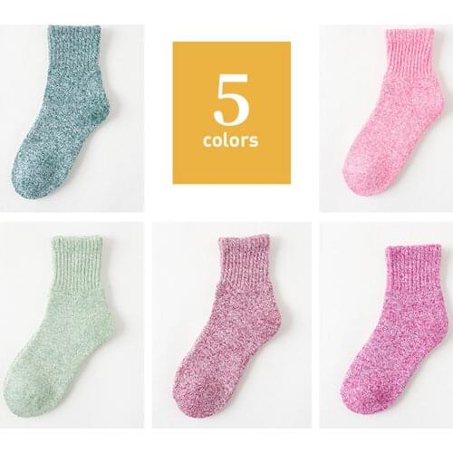 Thick Socks Casual Sports Lady 2 Pairs Women Winter Thicken Warm Soft Woolen Yarn Solid Color Sports Socks Xmas Gift 5 Colors