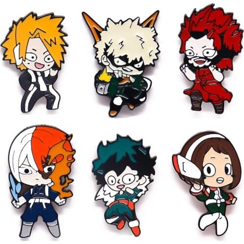 Fun Japanese Anime Enamel Pins Midoriya Izuku My Hero Brooch Bag Clothes Lapel Badge Cartoon Pin Gift for Fans Friends Wholesale
