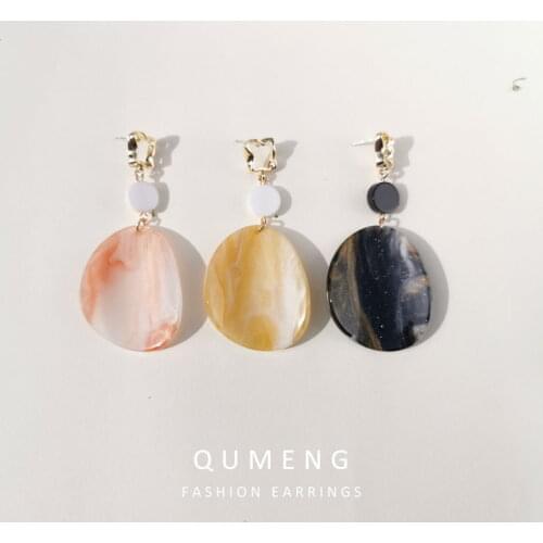 QUMENG Earrings For Women Acrylic Korean 2020 Acetate Stud Earrings Fashion Heart Accessories Cute sweet Girls Party Jewelry