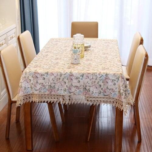 1PC Handmade Polyester Rectangle Flower Tablecloth Proud Rose Golden Home Decoration Table Cover Lace Hollow Table Cloth Tapetes