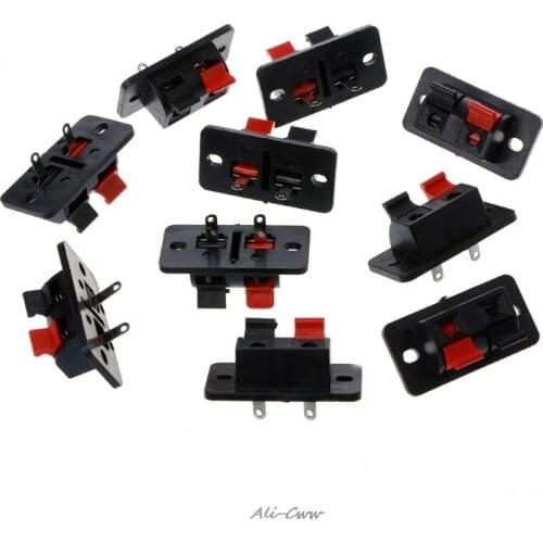 10 Pcs 2 Positions Terminal Connections Of Push Button Connector In Jack Spring Load Speaker Audio