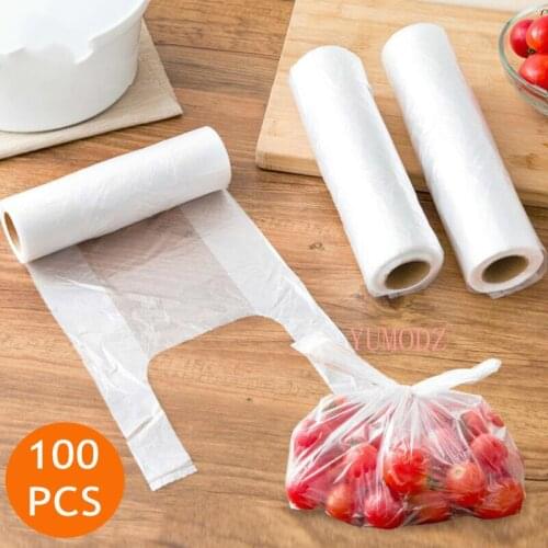 100PCS Fresh-keeping Roll Plastic Bags of Vacuum Food Saver Bag 3 Sizes Food Storage Bags with Handle Keep Fresh plastic bags