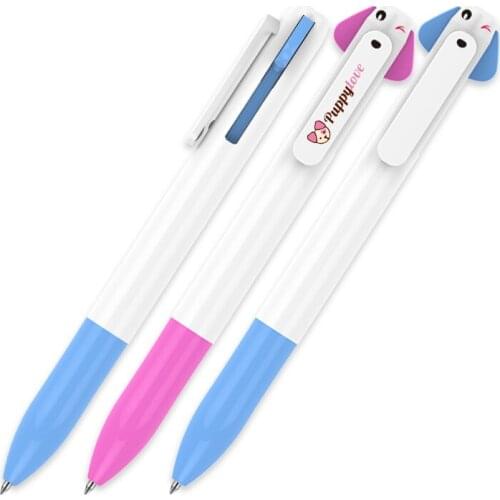 200 pcs/lot Double Color Refills Click Plastic Ballpoint Pen Custom LOGO Baby dog Pen Promotional Pen Imprint Company Name