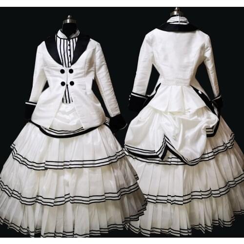 2020 New white victorian Halloween Cosplay dress Colonial Georgian Renaissance Gothic Historical dress D-575