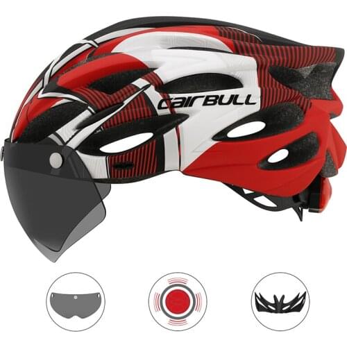 2021 Cairbull AllRoad Mountain Bike In-mold MTB Riding Helmet 54-62cm for Men Women with lenses and brim tail light