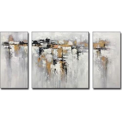 3 Panels Canvas Abstract Textured Oil Painting 100% Hand-painted Bedroom Wall Decoration Art Free Shipping Paintings Artwork