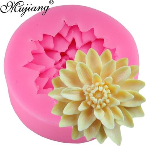 3D Lotus Chrysanthemum Flowers Wedding Cake Decorating Tools DIY Baking Fondant Silicone Chocolate Candy Mold Candle Soap Mould