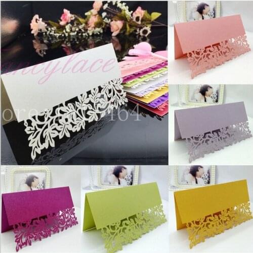 50pcs Wedding Laser Hollow Out Flowers Place Card Name Cards Table Decorative Cards Wedding Invitation For Event Supplies