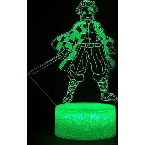Acrylic Led Night Light Anime Demon Slayer Kamado Tanjirou Figure for Kids Child Bedroom Decor Cool Kimetsu No Yaiba Lamp Gift