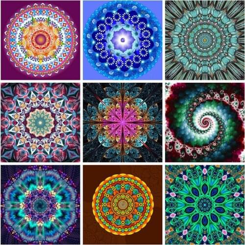 HUACAN 5d Diamond Painting Mandala Mosaic Religious DIY Diamond Embroidery Cross Stitch Flower Home Decor Craft Kit