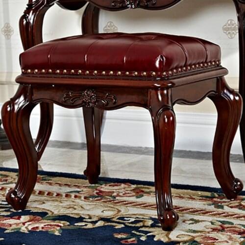 American Solid Wood Dressing Stool Low Stool European Princess Bedroom Leather Soft Bag Makeup Small Stool