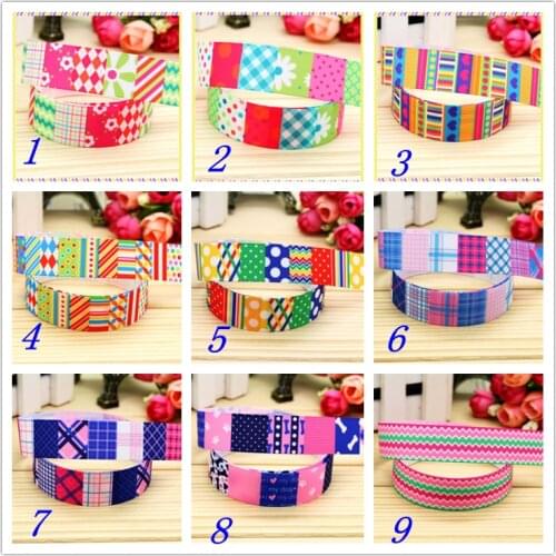 7/8'' Free shipping pattern chevron dots printed grosgrain ribbon hairbow headwear party decoration diy wholesale OEM 22mm D379