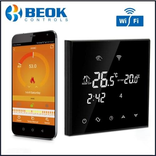 Beok 220V WiFi Thermostat Warm Floor for Electric Floor Heating Smart Home Digital Thermostat Voice Comtrol by Google Alexa