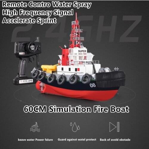 Large-Scale Simulation Fire Boat 2.4G 25MINS Endurance Can Spray Water High-Speed Rescue Remote Control Boat Boat Model Toy Gift