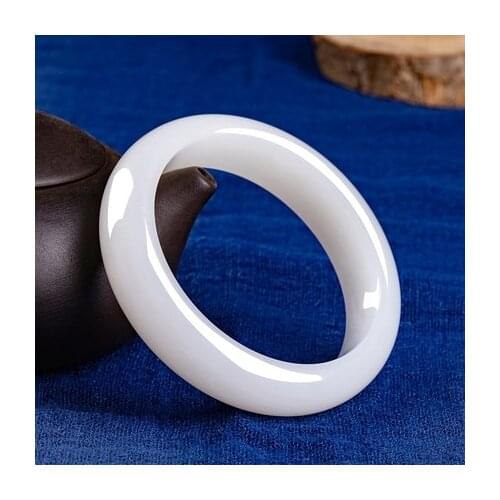 Natural Hetian Jade White 54-64mm Bracelet Elegant Princess Jewelry Best for Mom and Girlfriend