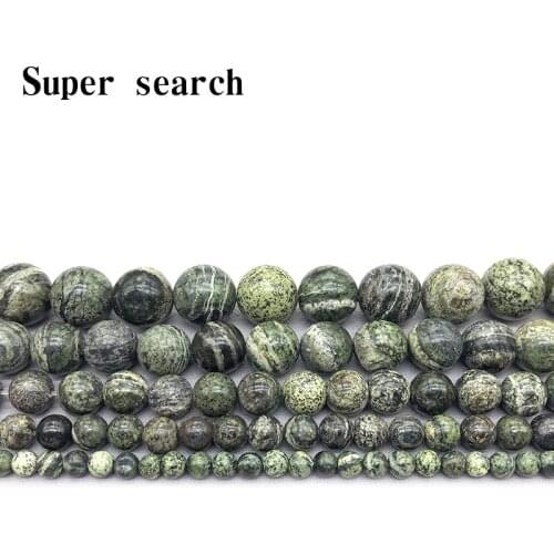 Natural Stone Green Zebra Jaspers Round Beads 15" Strand 4 6 8 10 12MM Pick Size For Jewelry Making