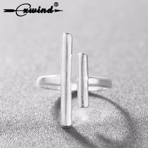 Cxwind Novel Double Bar Rings Fashion Open Charm Double Bar Rings Geometric Stick Bars Ring Jewelry Women Party Gift
