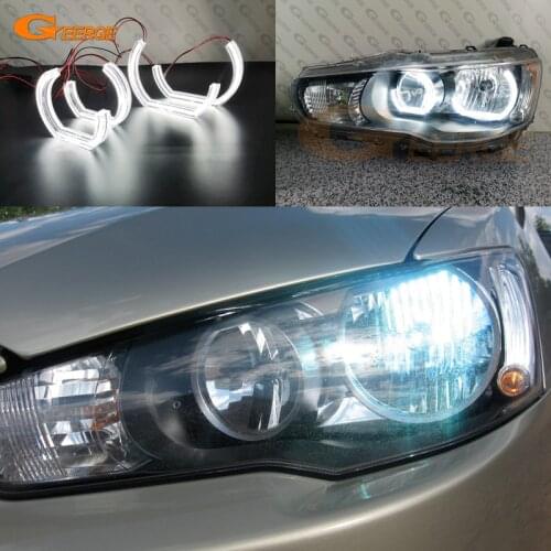 For Mitsubishi Lancer X 10 2007-2016 Halogen headlight Ultra bright DTM M4 Style led Angel Eyes halo rings Car styling Day Light
