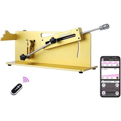 Hismith Yellow sex machine Adjustable depth automatic sex machine with KlicLok Connector app-controlled vibrator silicone dildo