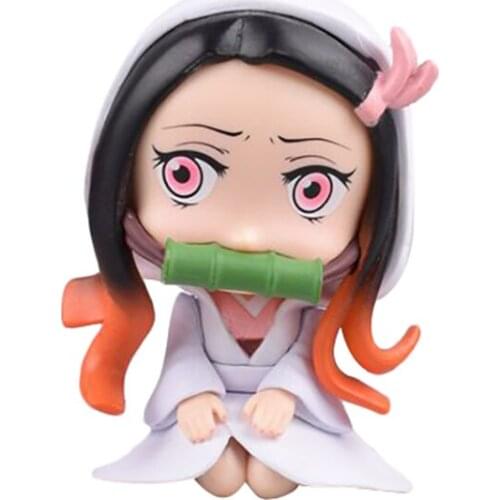 Kimetsu No Yaiba Kamado Nezuko Q Ver. Action Figure Anime Model 10cm Cute Kneeling Shiromuku Girl Figma Statue Collection Toy