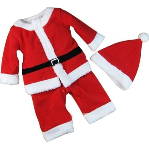 Classical Winter Baby Christmas Romper with Hat for Boy Girl Sanda Dress Masquerade Bodysuit Costume Santa Claus Wear