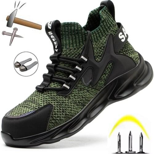 Lightweight safety shoes breathable mens steel-toed work shoes puncture-resistant non-slip sports soft fashionable work boots