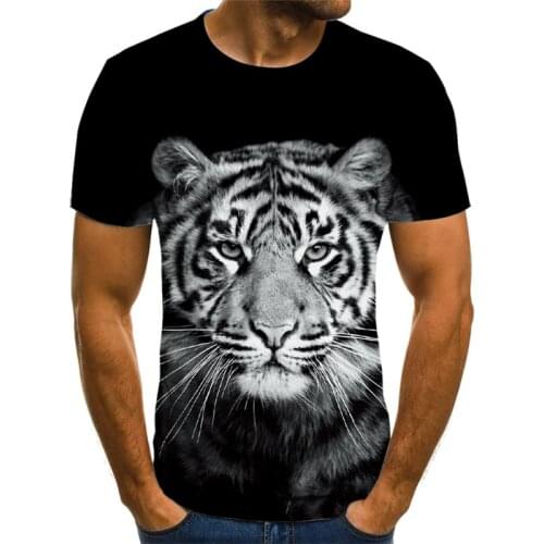 Summer mens and womens clothing T-shirt O-neck short-sleeved clothing Animal lion 3D printing T-shirt Casual children T-shirt