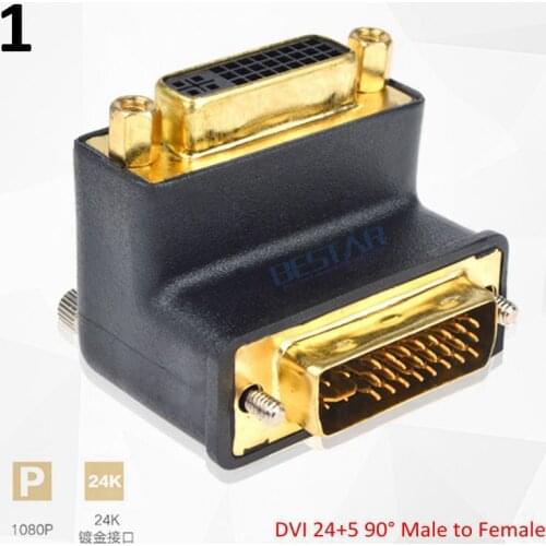 Elbow design DVI To DVI Extension Connector Adapter 90 Degree Right Angled dvi 24+5 24+1 Video for HDTV LCD Monitor 1080P