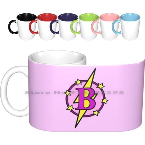 Cute Superhero Girl Super Letter B-Pink And Purple Ceramic Mugs Coffee Cups Milk Tea Mug My Little Super Hero Letter Kids Baby