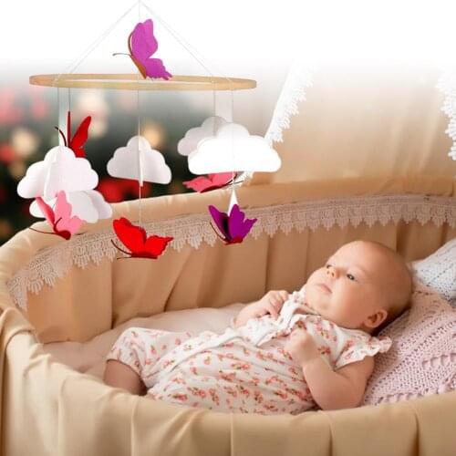 Crib Mobile With Felt Butterfly Cloud Wind Chime For Baby Bed Perfect Gift For Birthday Thanksgiving Or Baby Room Decoration