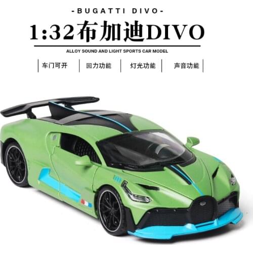 1: 32 simulation Bugatti Divo alloy sports car luxury car model childrens toys birthday Christmas New Year gift green car