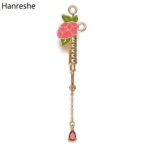 Fashion New Rose Flower Scalpel Brooch Drop-shaped Red Crystal Pendant Pins Golden Alloy Lapel Badge For Doctors Nurses Jewelry