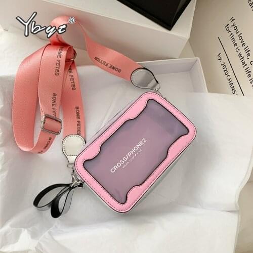 Fashion Transparent Mini Crossbody Bags For Women Summer Candy Color Wide Strap Shoulder Bag Square Wallets And Cell Phone Bag