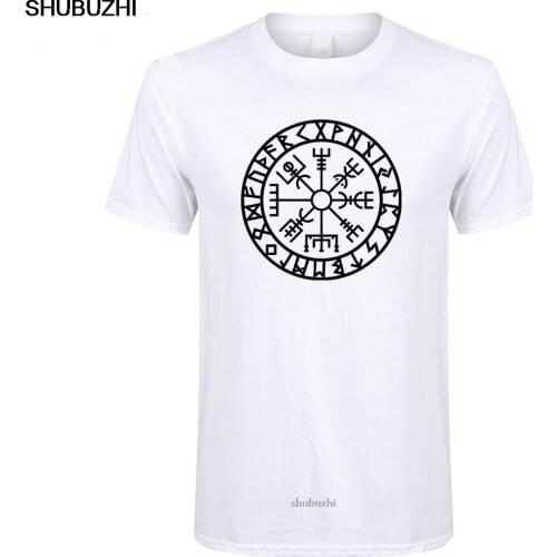 Men Tee Vegvisir Futhark Runes Navigator Viking Valhalla Odin Men Crew Neck Short Sleeve Crazy Adult T-Shirt Designs sbz8473