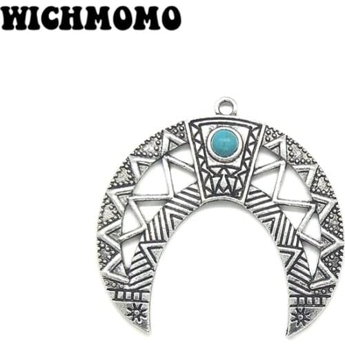 2019 New Fashion 40mm 2 Pieces/bag Cute Romantic Moon Zinc Alloy Charms Pendants Diy Necklaces Bracelets Accessories