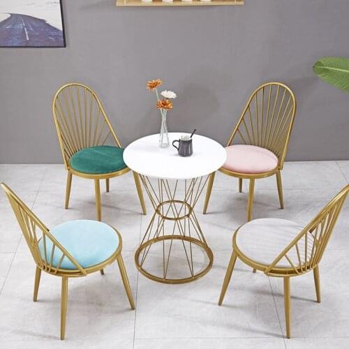 Nordic dining chairs wrought iron modern simple livingroom chair for bedroom furniture balcony restaurant backrest chair L