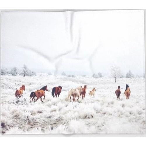 Horses Blanket Cute Design Winter Horses Fleece Blankets and Throw Blanket for Beds Christmas Decorations for Home