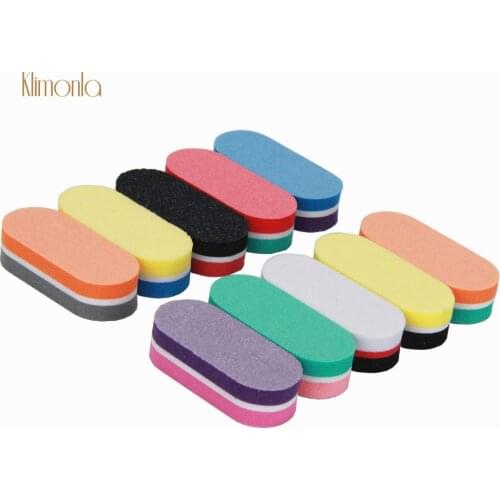 10Pcs Colorful Mini Oval Nail Sandpaper File Sponge Nail Buffer Polishing Block Manicure Grinding Small Files Nails Care Tools