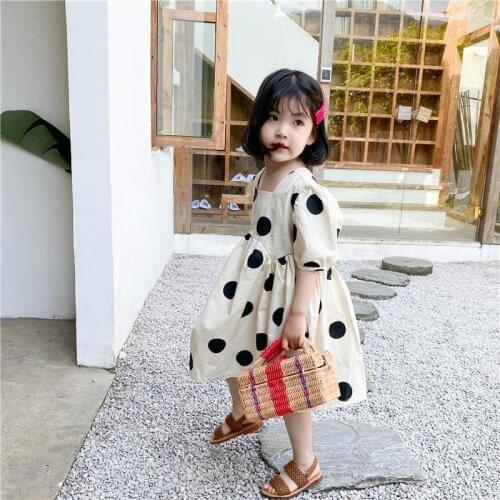 Girl Dresses Dot Pattern Girls Dress Summer Children Dresses Casual Style Girls Costumes Kids Dresses for 2 3 4 5 6 7 Years Old
