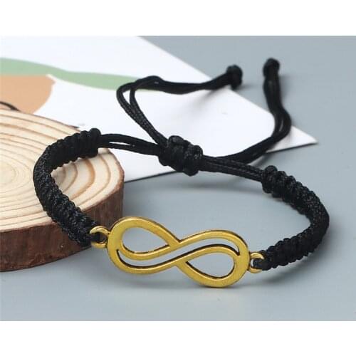 Lucky Red String Braided Bracelet Infinity Charm Adjustable Couple Black White Gray Rope Bracelets for Women Men Fashion Jewelry