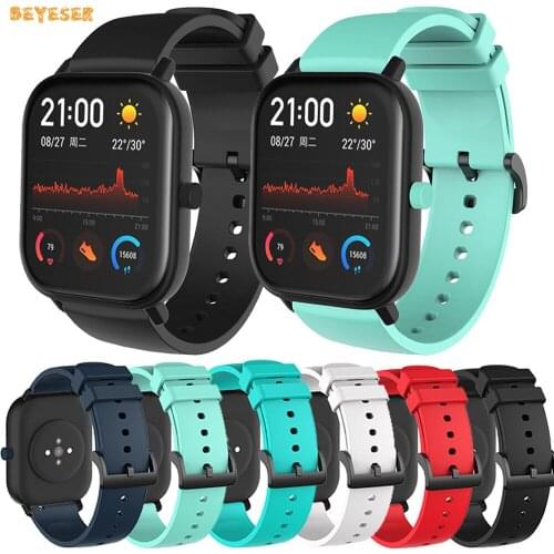 20mm Silicone Watch Band For Huami Amazfit GTS/Bip Lite/Bip 1S/Bip 2/GTR 42mm Smartwatch Replacement Strap Wristband Bracelet