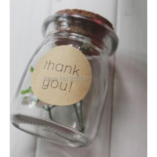 Stock Thank you diy gift sticker seal stickers 1.5inch 38mm round kraft seal stickers 300pcs lot