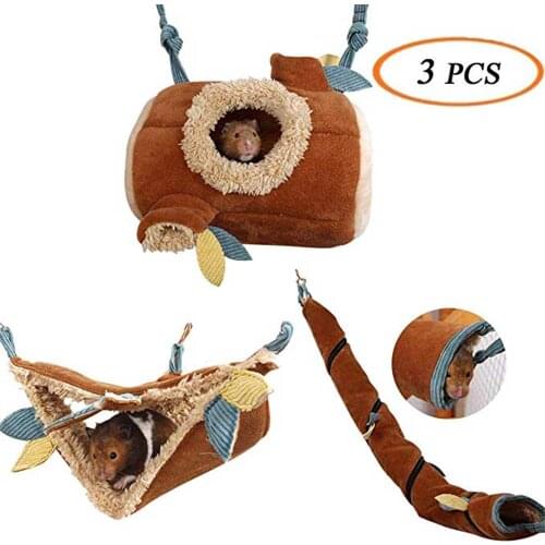 Hanging Fleece Bed Swing Bag, Hamster Hammock Cage Accessories for Sugar Glider Guinea Pig