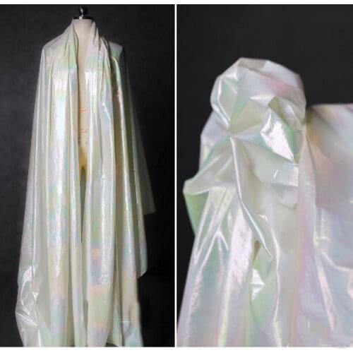 Candy Laser White Symphony Fluorescent Soft Lightweight Reflective Waterproof Fashion Fabric