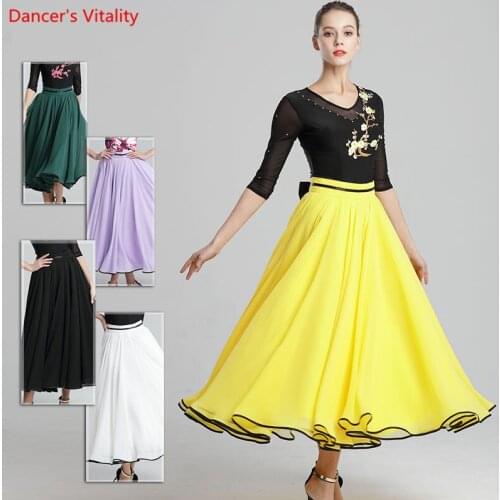Ballroom Dance Skirt New Adult Waltz Tango Rumba Big Swing Skirts Women Lady Latin Dancing Costumes Competition/Practice Wears